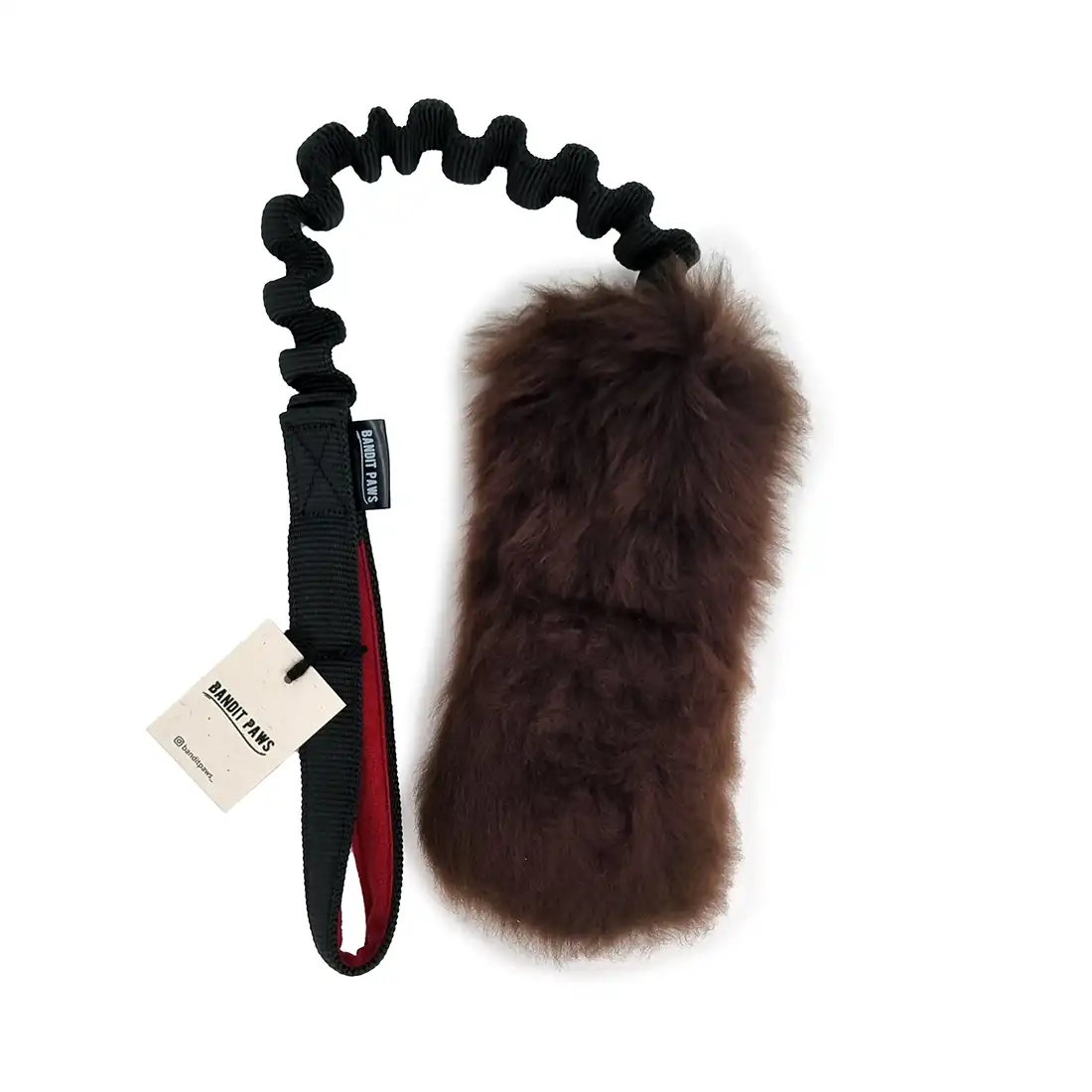 Szarpak z owcy z amortyzatorem z brązowego futra - Czarny, M