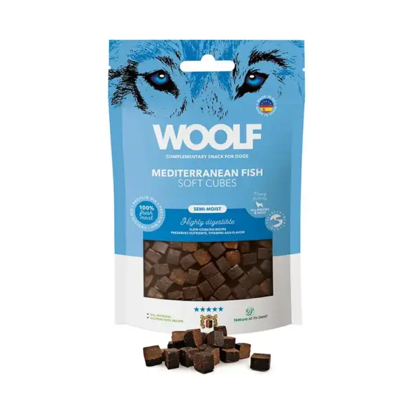 Woolf Soft Cubes Monoprotein Mediterranean Fish 100g