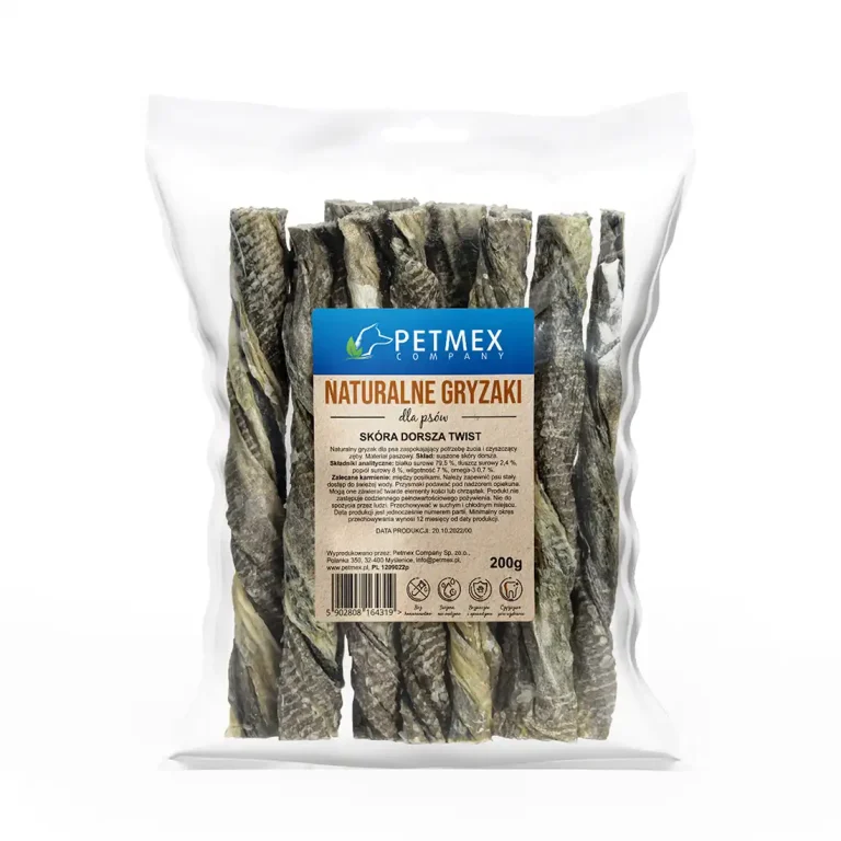Gryzak dla psa PETMEX Skóra dorsza twist 200g Gryzak dla psa PETMEX Skóra dorsza twist 200g