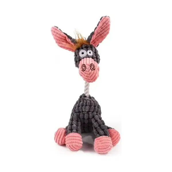 Pluszowy osiołek z liną i piszczałką dla psa 24 cm