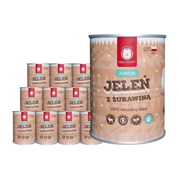 Zestaw 12 x jeleń z żurawiną Junior 400g