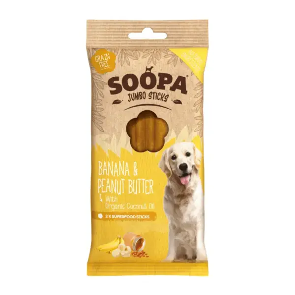 SOOPA Jumbo Dental Sticks Banan i masło orzechowe 170g